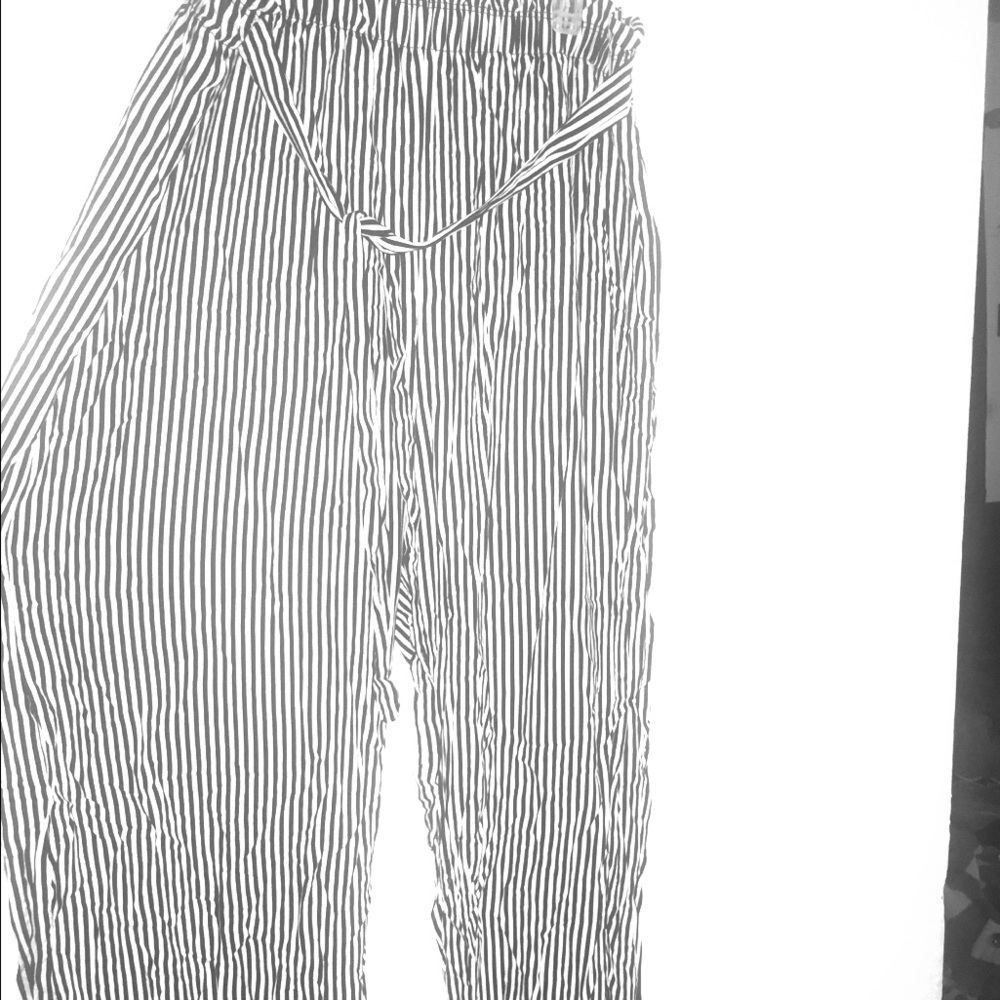 Black & white striped pants
